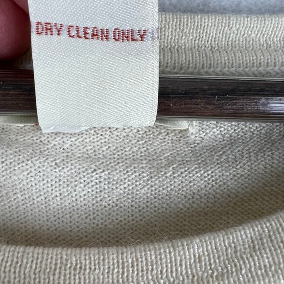 Sundance Merino Sweater Women’s LG Crochet Lace Front Overlay Cream Color GUC - Picture 4 of 8